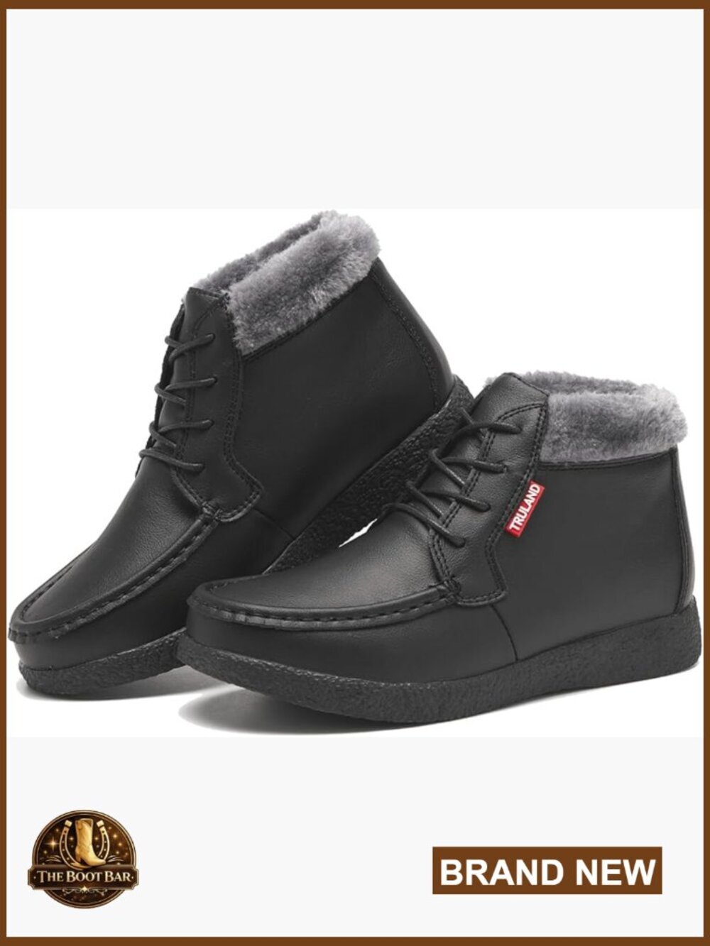 Lace Up Suede Leather Fur Lined Winter Ankle Boots Water Resistant Snow Boots